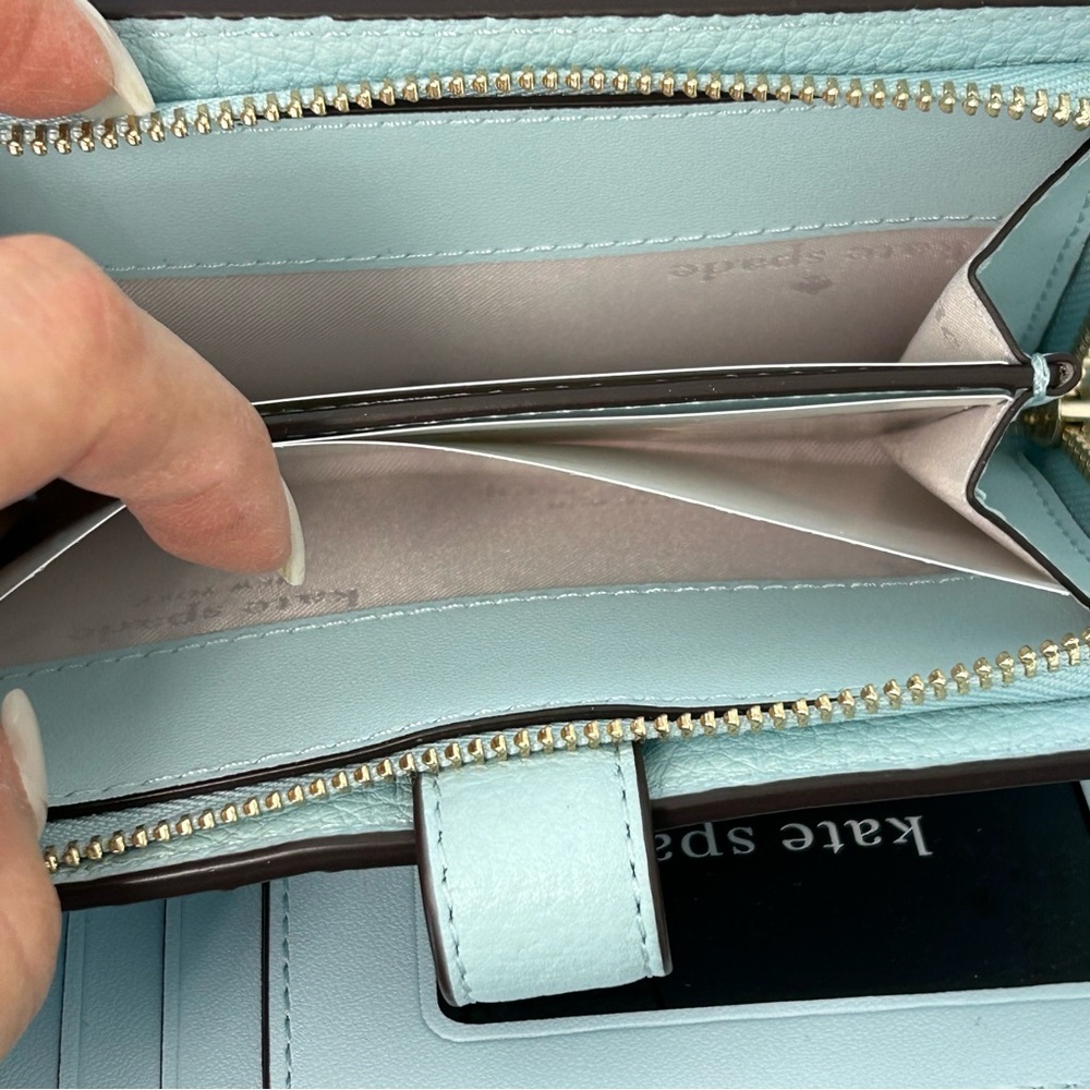 kate spade Leila Medium Compact Bifold Wallet Dewy Blue NWT - Picture 9 of 14